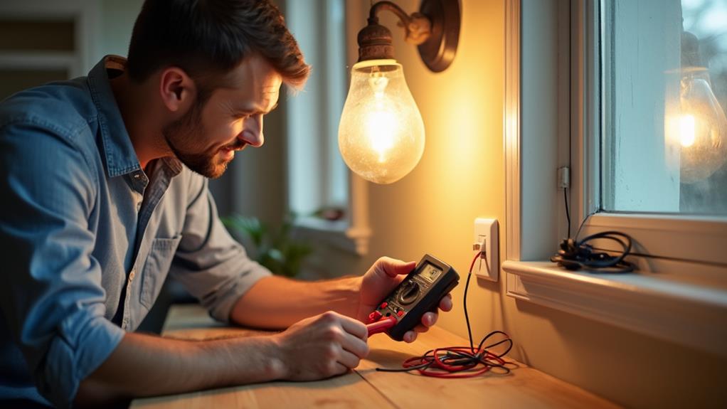 An electrician with a multimeter